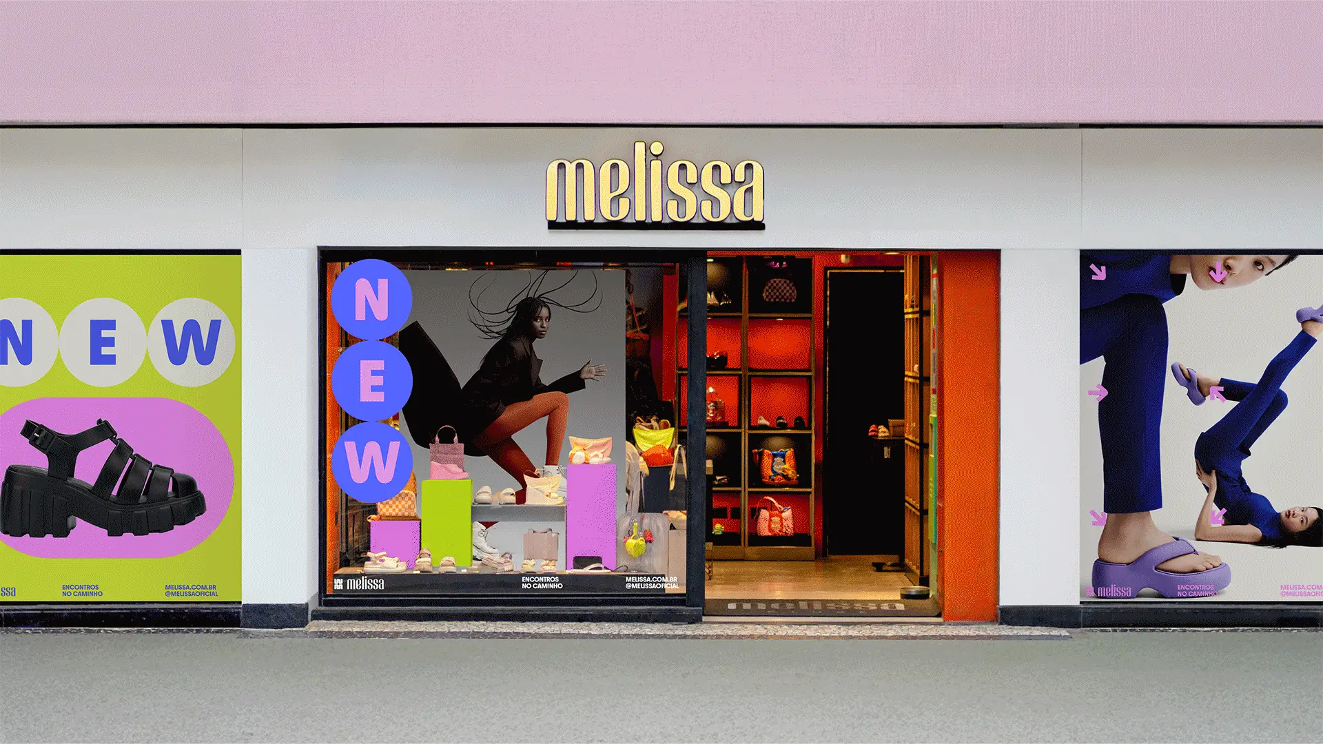 A Melissa shop window with the Melissa Station campaign