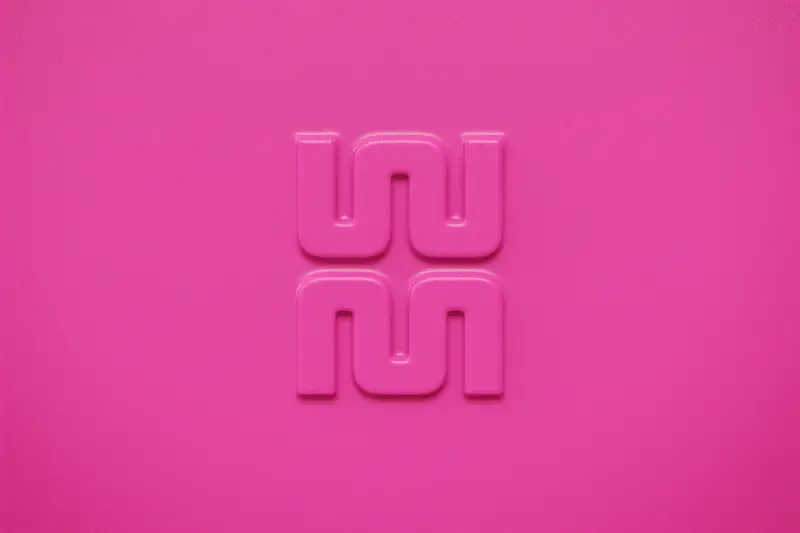 The Melissa monogram embossed on pink, animated