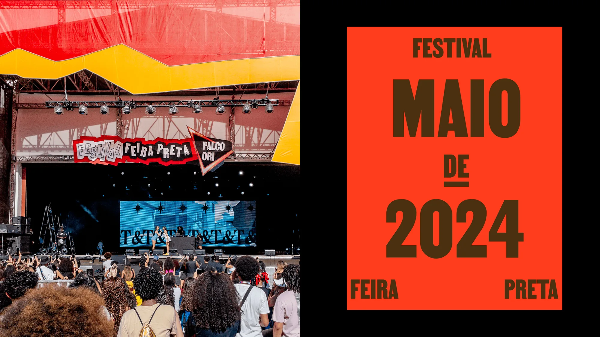 The main stage at Ibirapuera and the Maio de 2024 poster