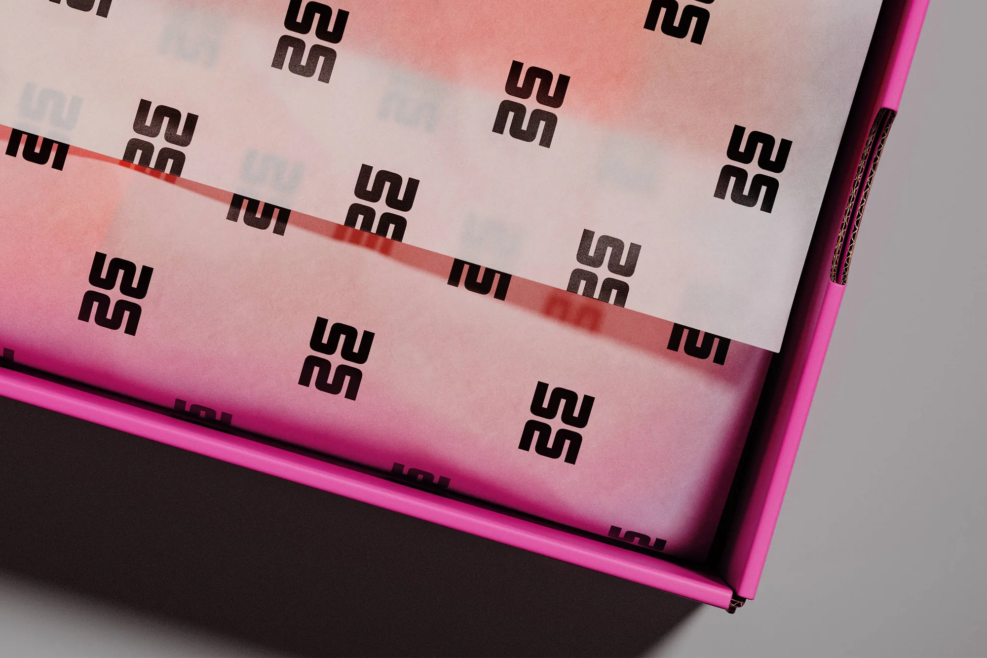 Monogram tissue paper in a pink box