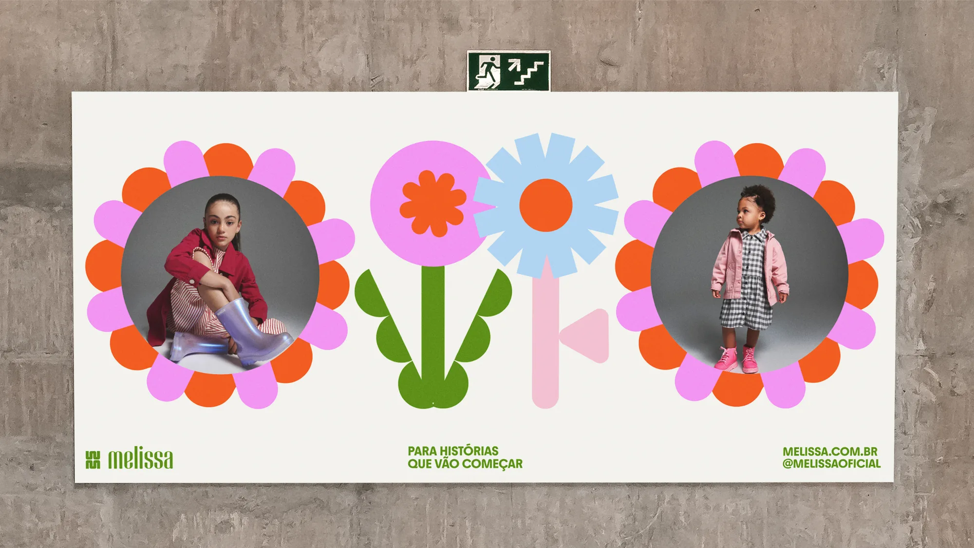The Children’s Day billboard with flowers and portraits