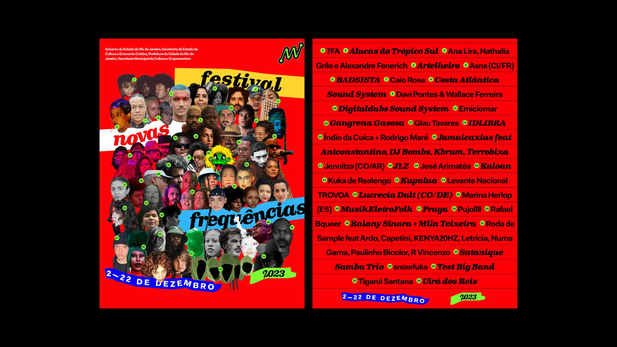The line-up poster in red