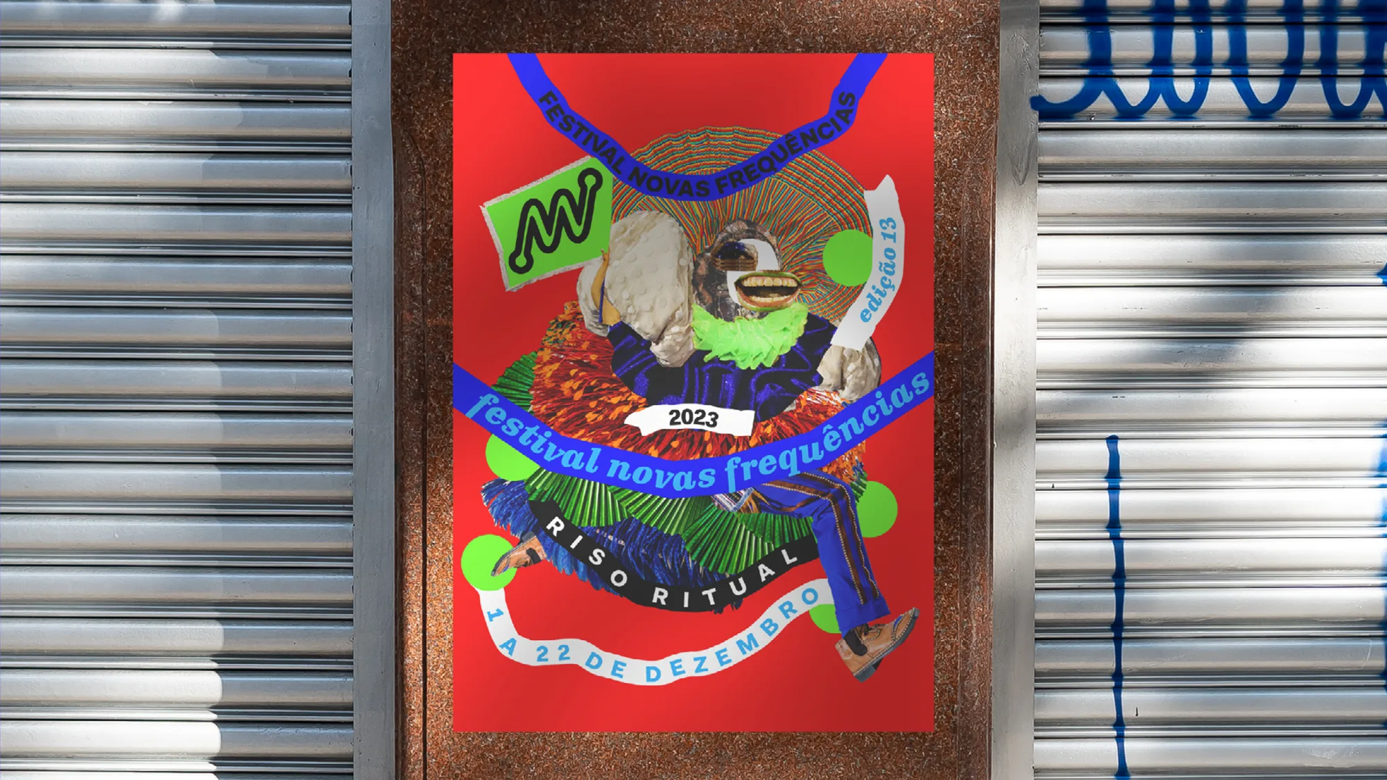 The festival poster pasted on a street shutter