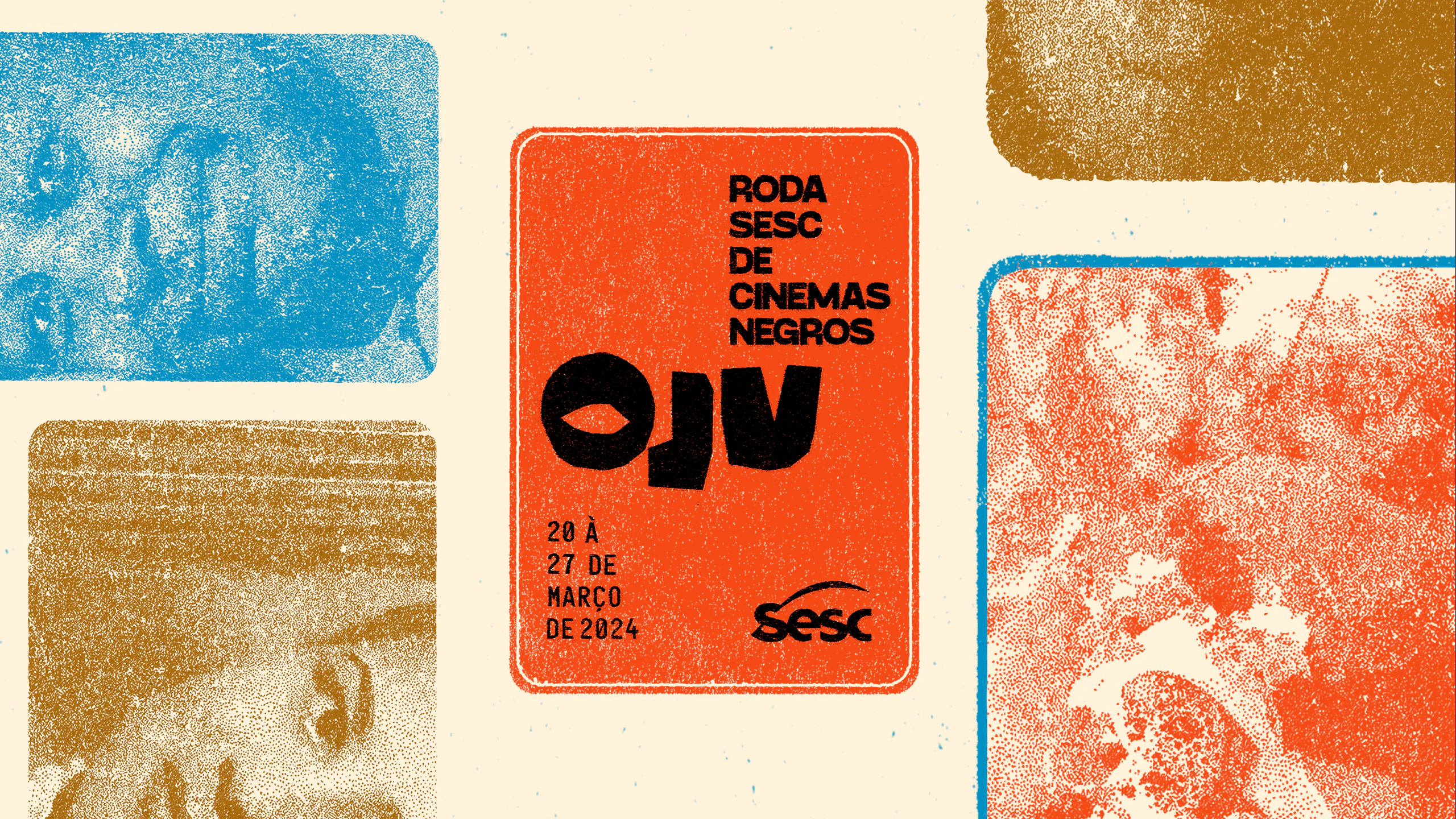 The OJU poster: Roda Sesc de Cinemas Negros, printed in risograph